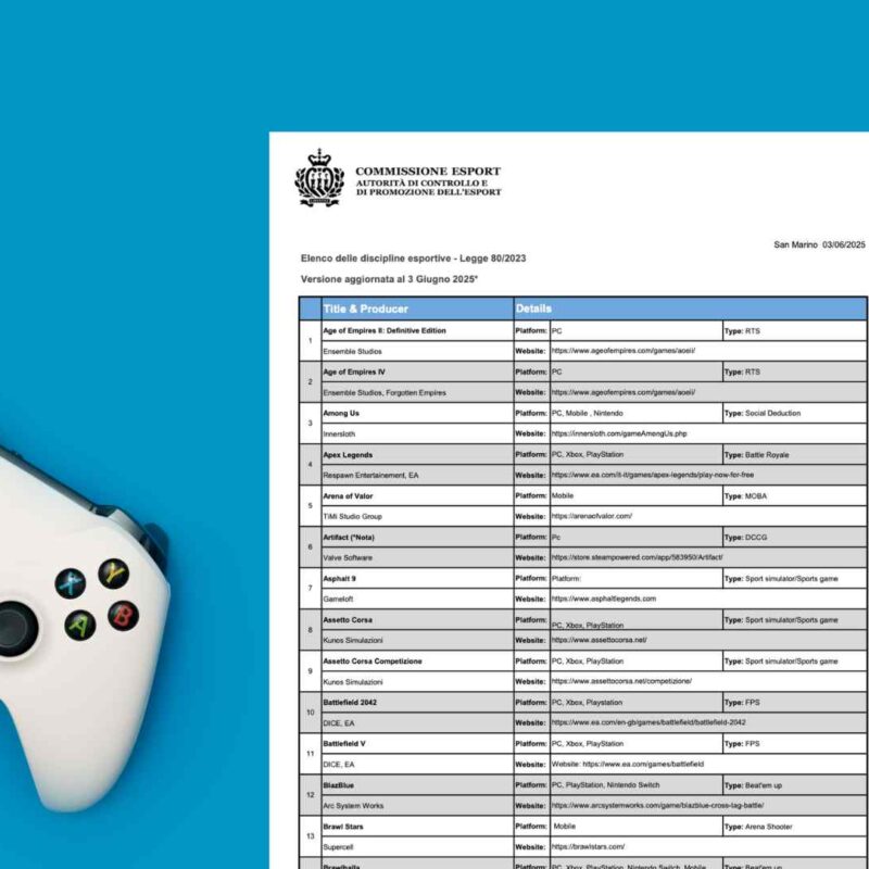 La Repubblica di San Marino amplia l’elenco delle discipline esportive